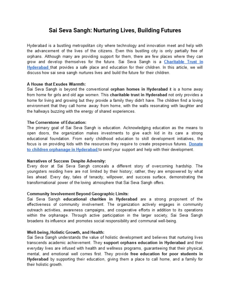 Sai Seva Sangh: Nurturing Lives, Building Futures (1)