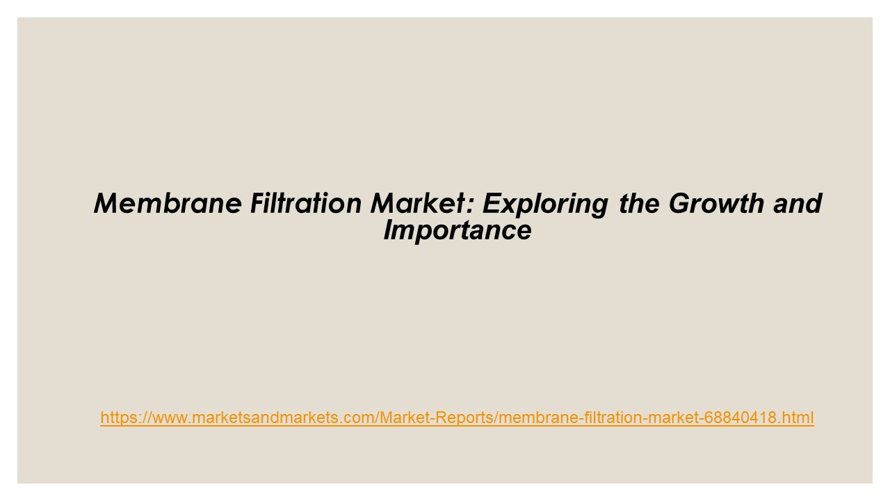 New Revenue Sources in Membrane Filtration Market