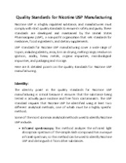 Quality Standards for Nicotine USP Manufacturing