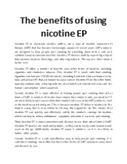 The benefits of using nicotine EP