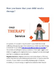 How you know that your child need a therapy?