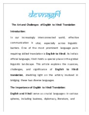 The Art and Challenges of English to Hindi Translation