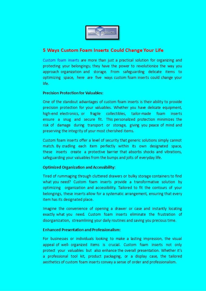 5 Ways Custom Foam Inserts Could Change Your Life