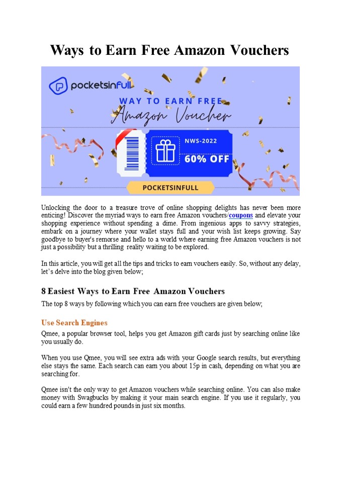 Ways to Earn Free Amazon Vouchers
