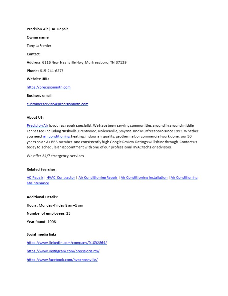 Precision Air | AC Repair