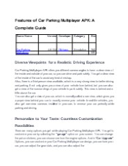 Car Parking Multiplayer All Features