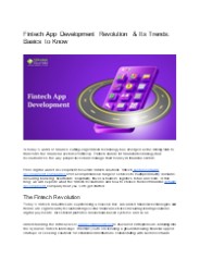 Fintech App Development Revolution & Its Trends: Basics to Know