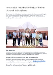 Innovative Teaching Methods at the Best Schools in Jhunjhunu