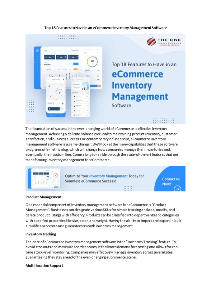 Top 18 Features to Have in an eCommerce Inventory Management Software