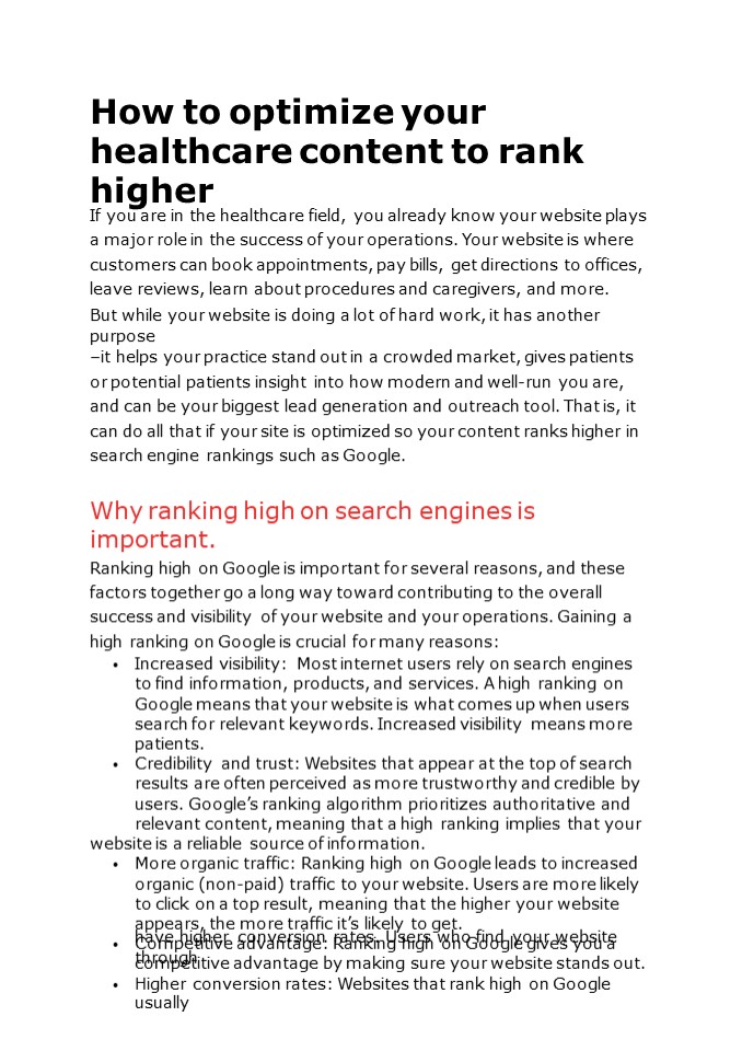 How To Optimize Your Healthcare Content to Rank Higher