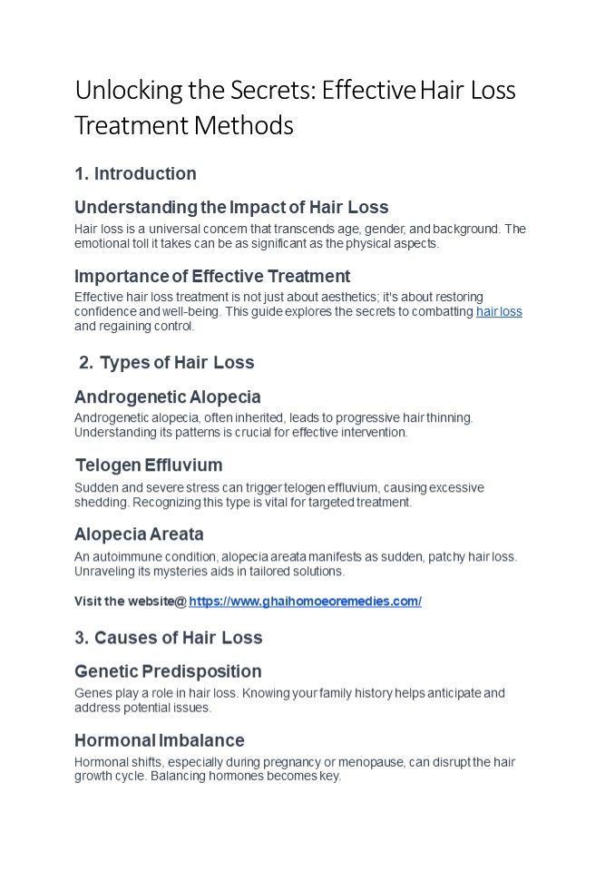 Unlocking the Secrets: Effective Hair Loss Treatment Methods