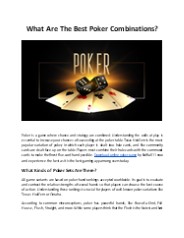 What Are The Best Poker Combinations?