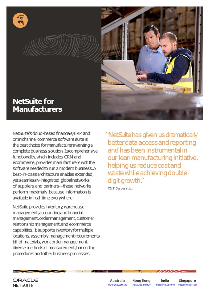 NetSuite Solutions for Manufacturers