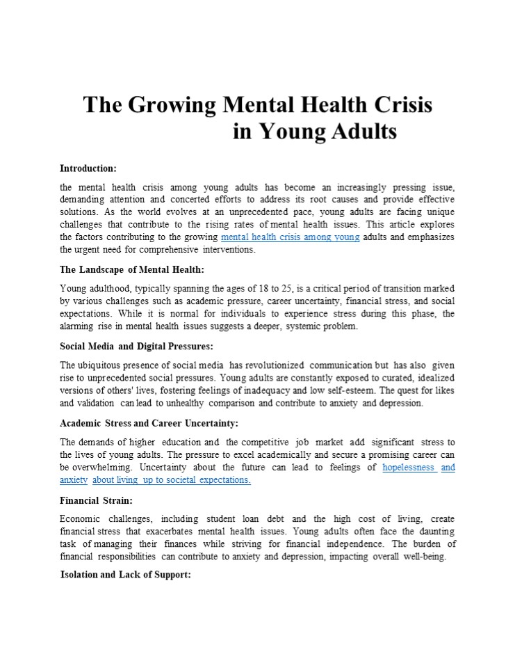 The Growing Mental Health Crisis in Young Adults