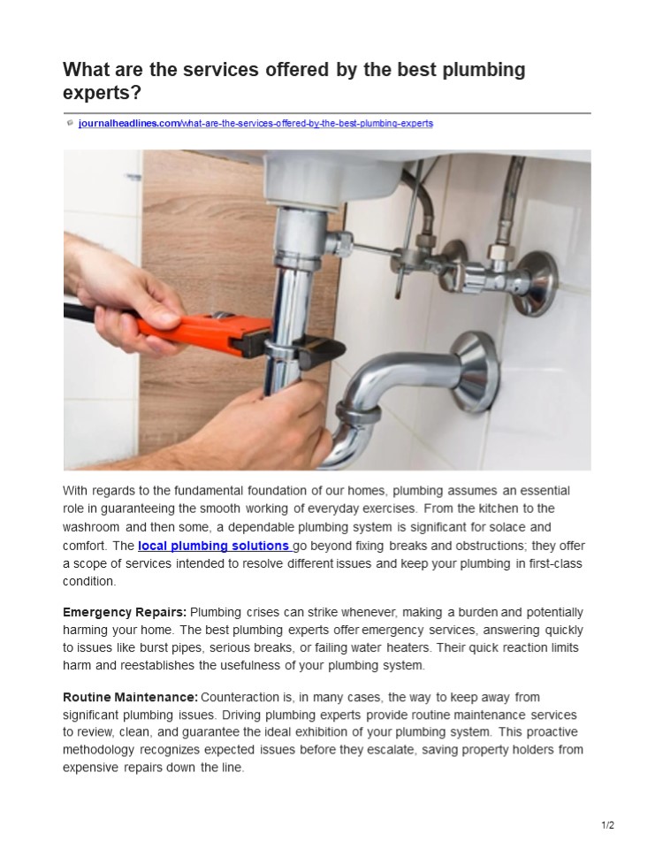 Plumbing Excellence: Services That Set the Experts Apart