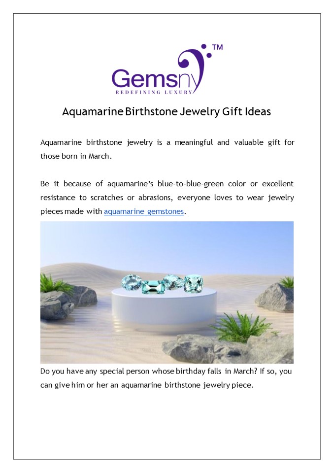 Aquamarine Birthstone Jewelry: GemsNY Christmas Gift