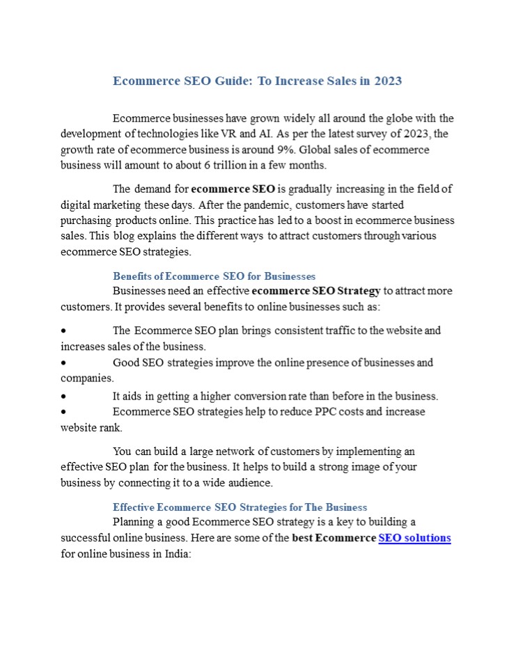 Ecommerce SEO Guide: To Increase Sales in 2023