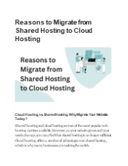 Reasons to Migrate from Shared Hosting to Cloud Hosting