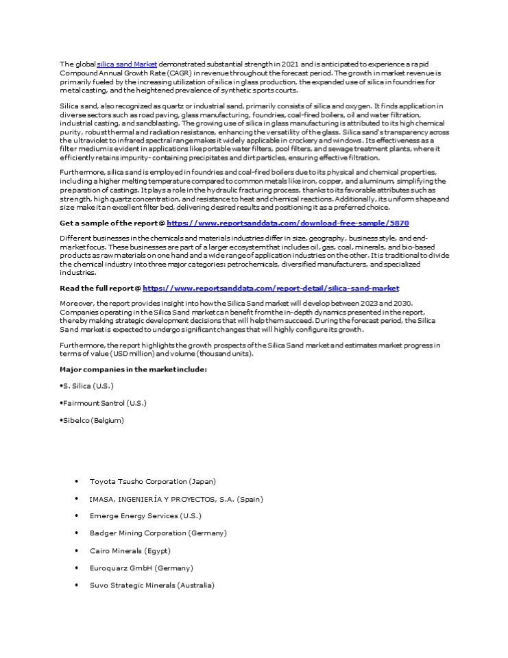 Silica Sand Market - In Depth Insight Analysis to 2023-2030