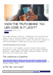 Truth Behind Legit Tax Lien Code.