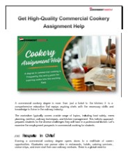 Get High-Quality Commercial Cookery Assignment Help - Assignment Santa
