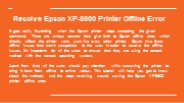 Resolve Epson XP-8600 Printer Offline Error