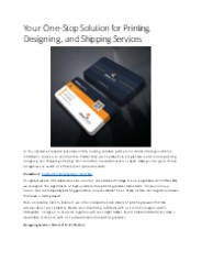 Your One-Stop Solution for Printing, Designing, and Shipping Services
