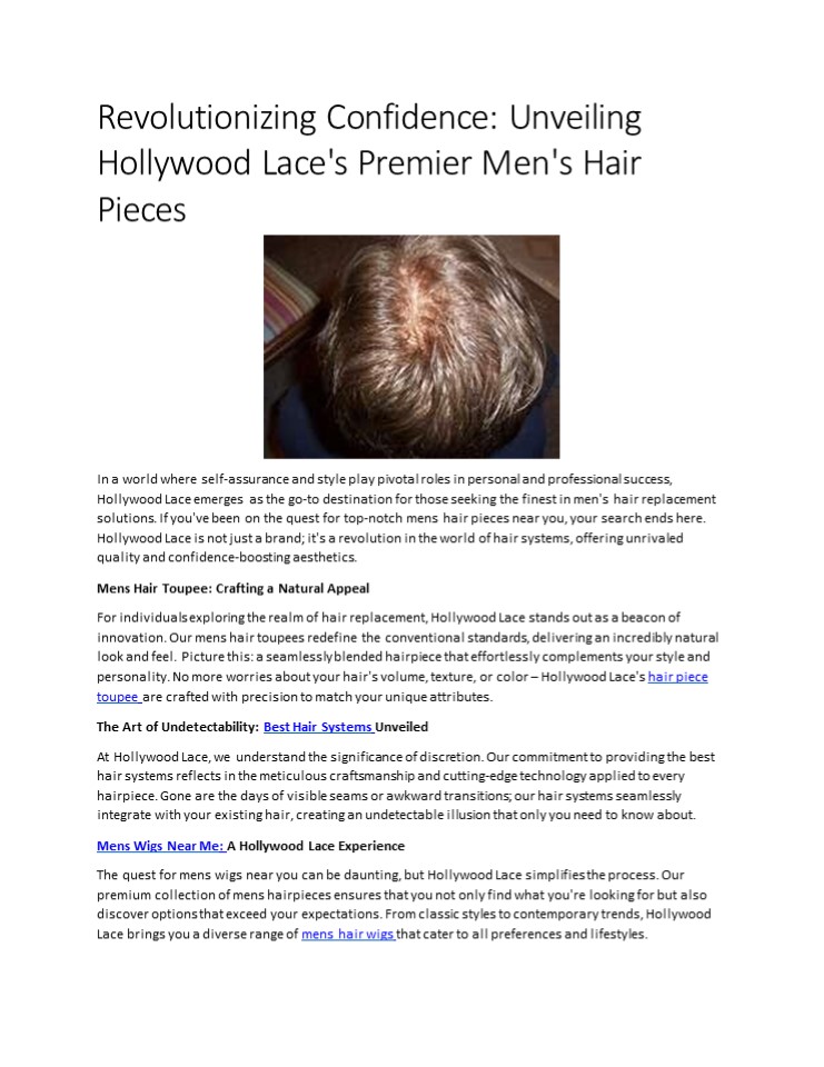 Revolutionizing Confidence: Unveiling Hollywood Lace's Premier Men's Hair Pieces