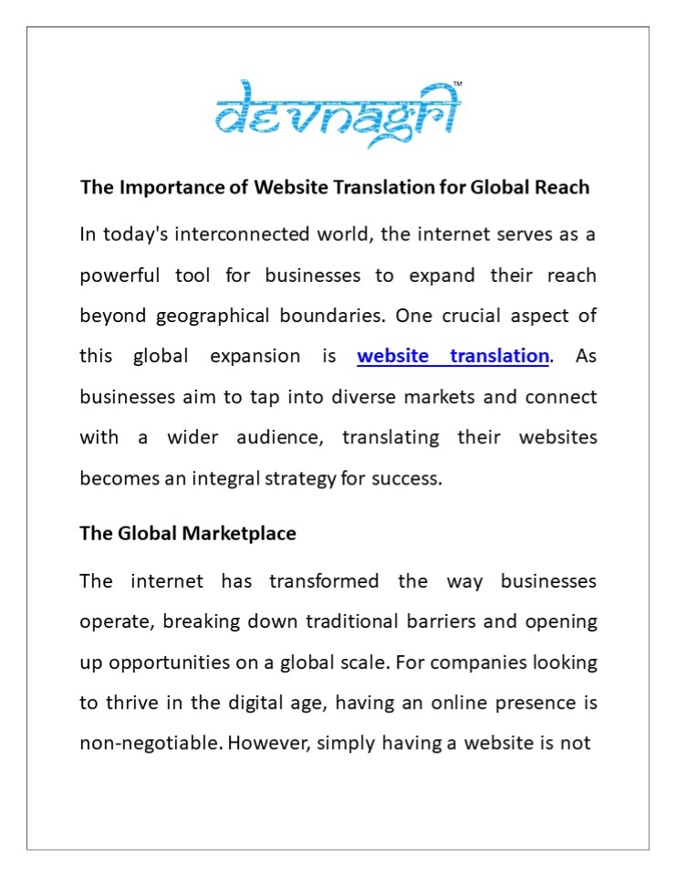 The Importance of Website Translation for Global Reach