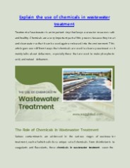 The Use of Chemicals in Wastewater Treatment