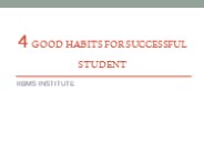 4 good habits for successful student