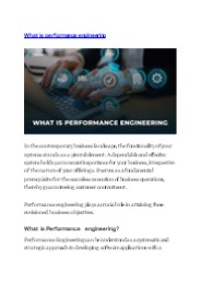 What is performance engineering