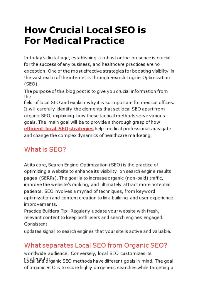 How Crucial Local SEO is For Medical Practice