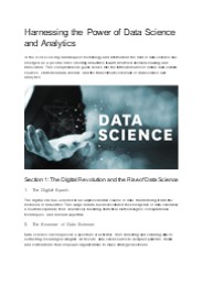 Harnessing the Power of Data Science and Analytics