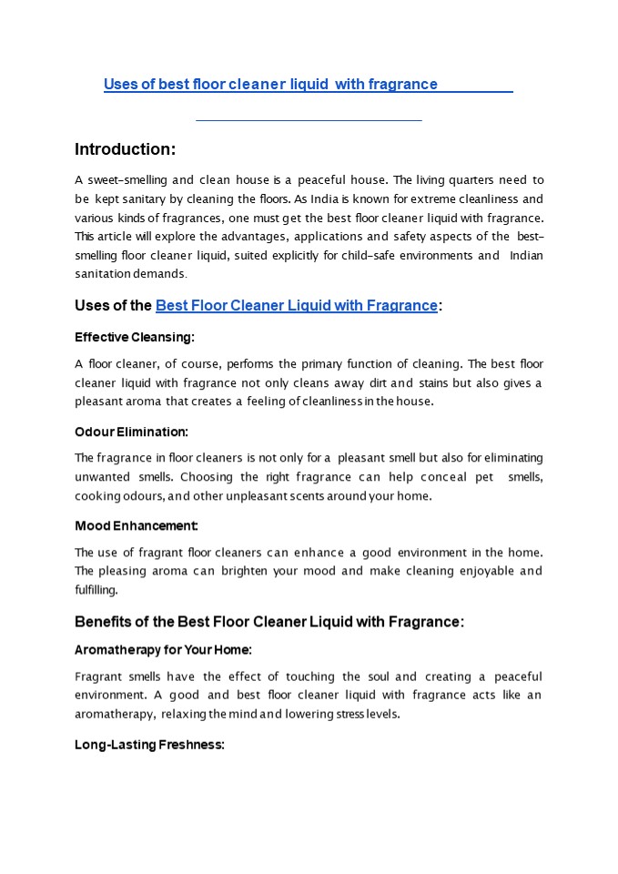 uses of best floor cleaner liquid with fragrance