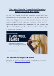 Consideration Before Glass Wool Boards Insulating Your Home