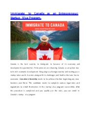 Immigrate to Canada as an Entrepreneur: Startup Visa Program