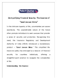 Demystifying Financial Security: The Essence of "Saral Jeevan Bima"