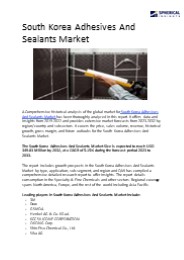South Korea Adhesives And Sealants Market