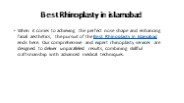 Best Rhinoplasty in islamabad