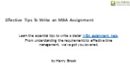 Effective Tips To Write an MBA Assignment