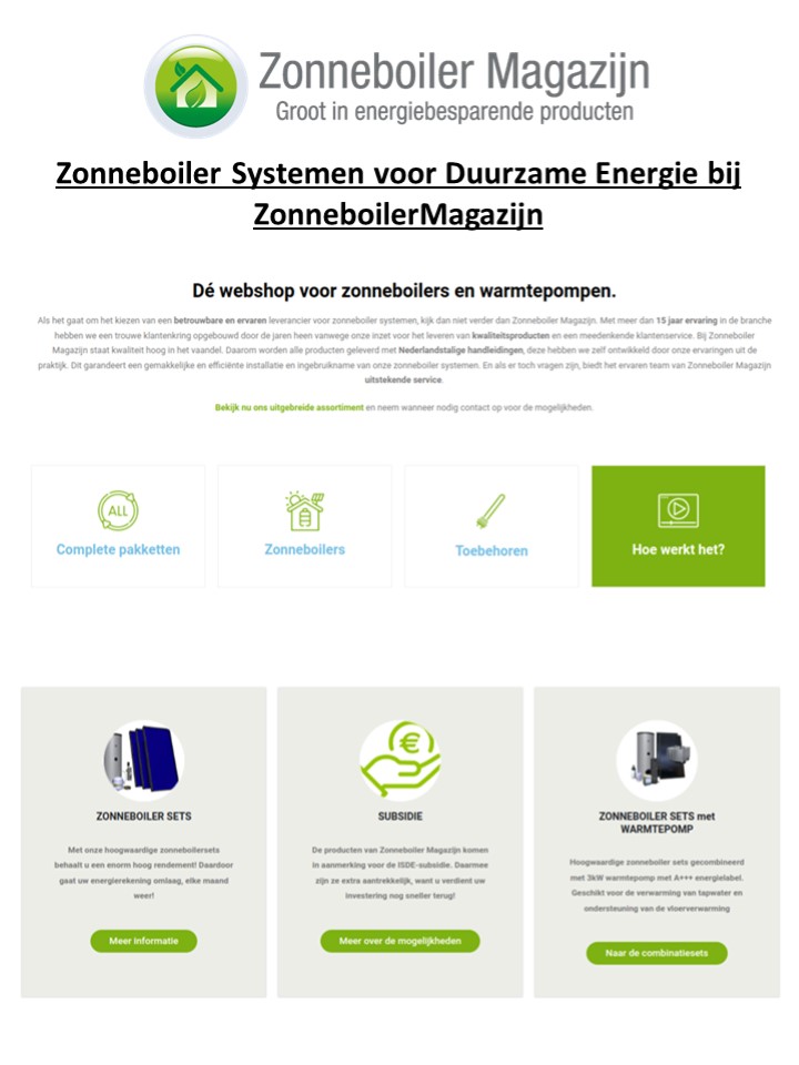 Zonneboiler Systemen voor Duurzame Energie bij ZonneboilerMagazijn