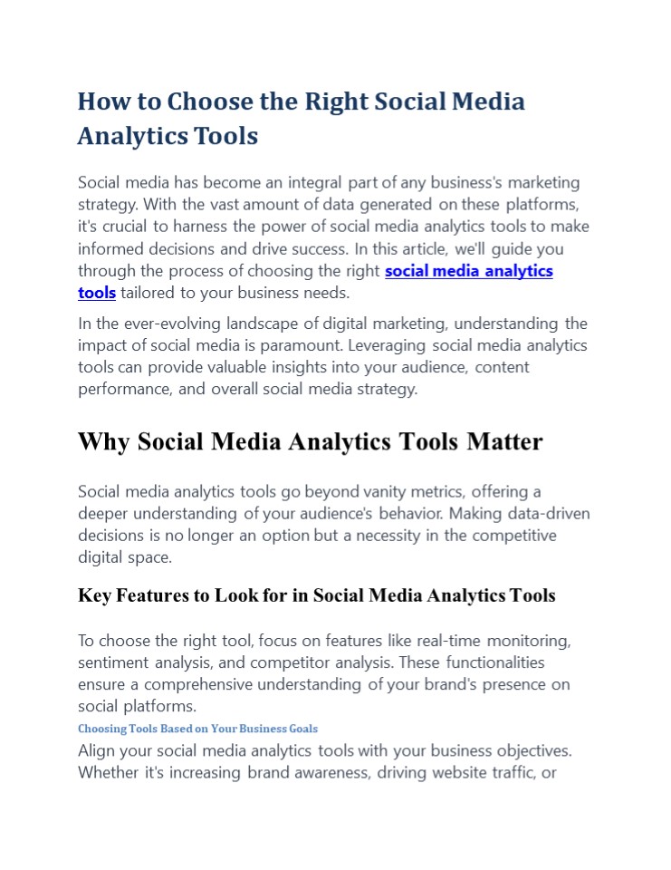 How to Choose the Right Social Media Analytics Tools