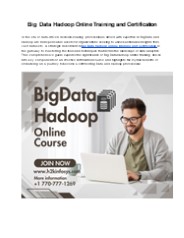 Big Data Hadoop Online Training and Certification