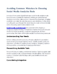 Avoiding Common Mistakes in Choosing Social Media Analytics Tools