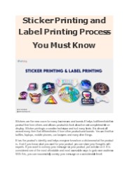 Sticker Printing & Label Printing Process You Must Know