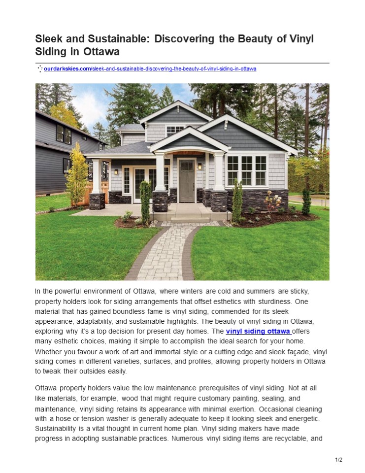 Green Aesthetics: Embrace Ottawa's Vinyl Siding Revolution