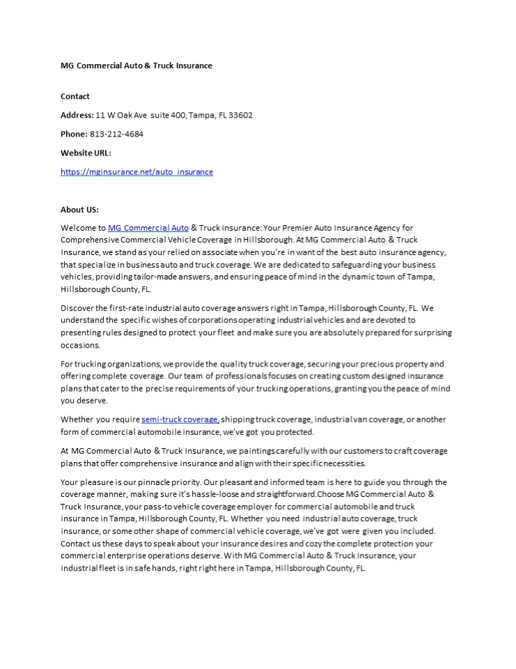 MG Commercial Auto & Truck Insurance