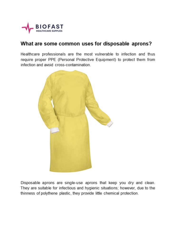 What are some common uses for disposable aprons?