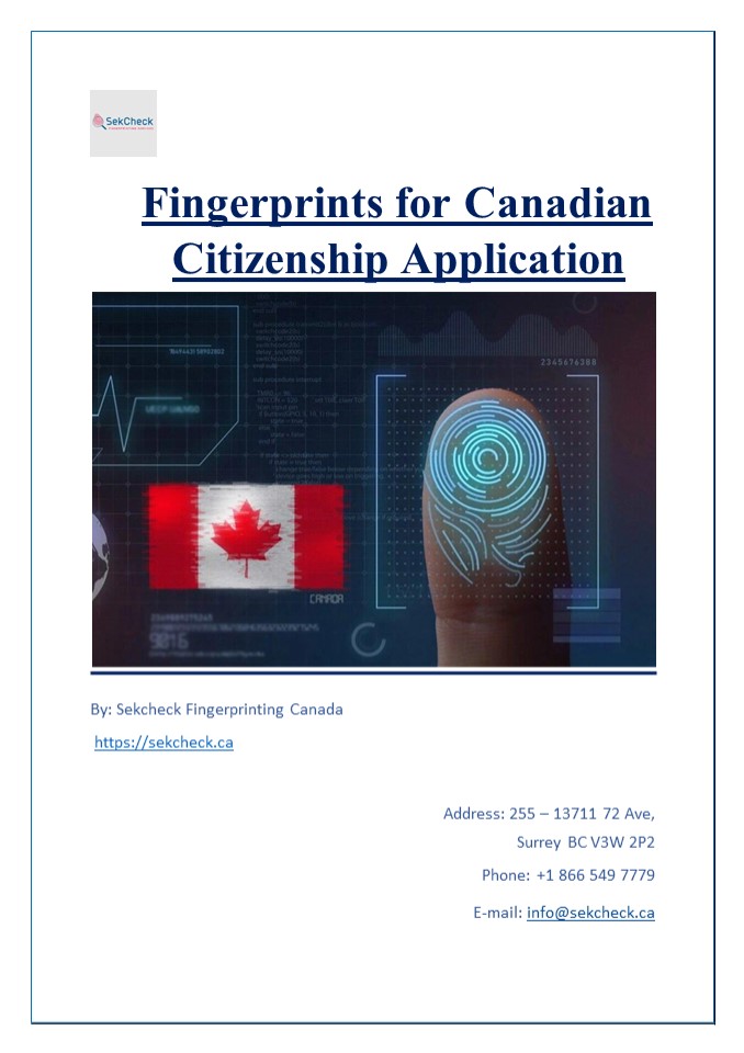 Fingerprints for Canadian Citizenship Application
